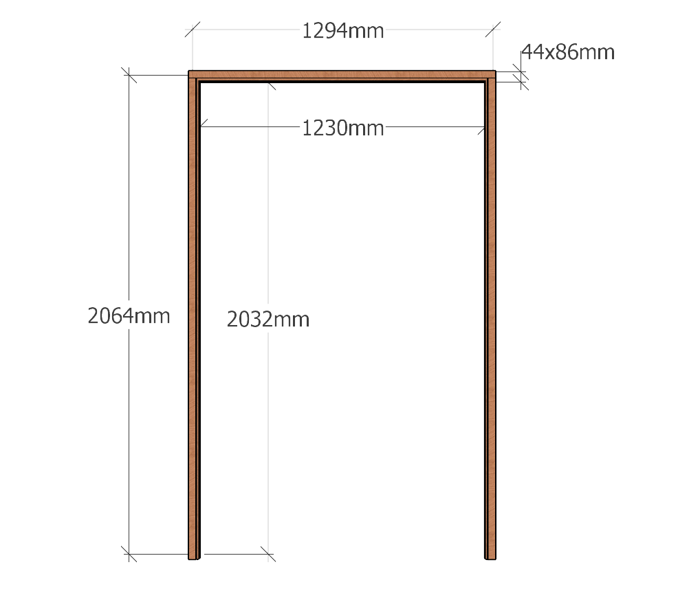 Standard | 1230 Double Door Frame | Profile 44 x 86 | 1230 x 2032
