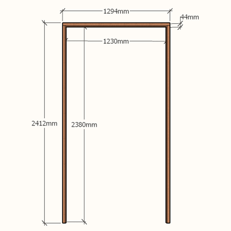Extra Height Double Door Frame 1230x2320 - 44x70