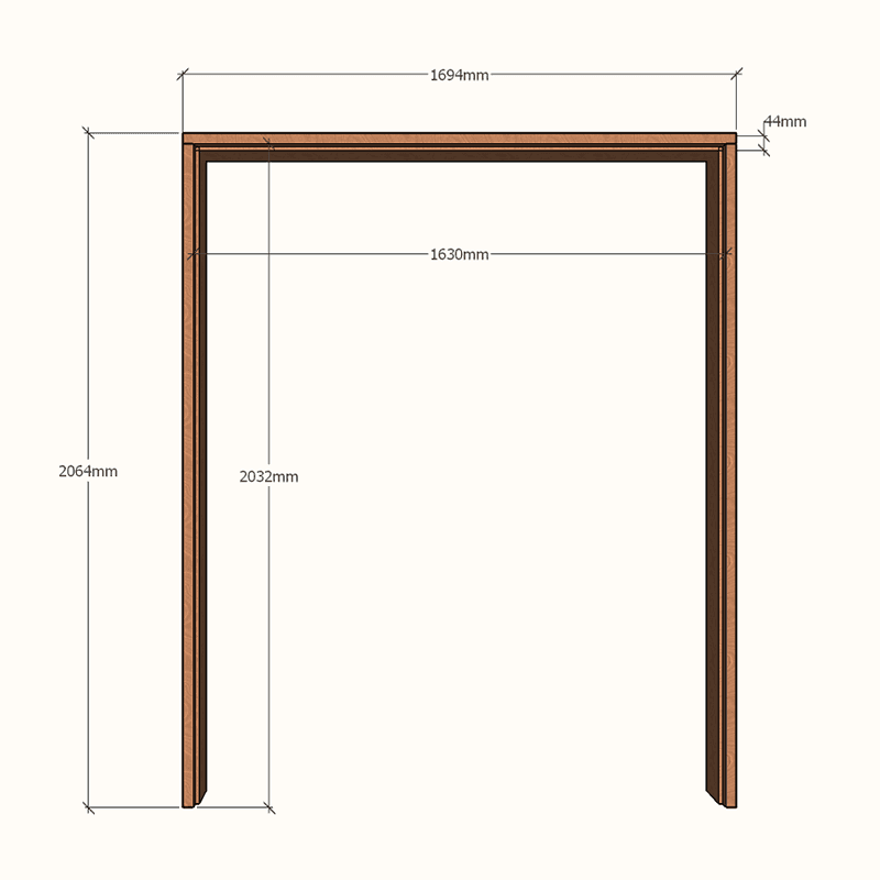 Hardwood Double Door Jamb 1630x2032 - 250mmx44mm