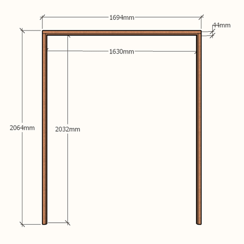 Standard | 1630 Double Door Frame | Profile 44 x 86 | 1630 x 2032