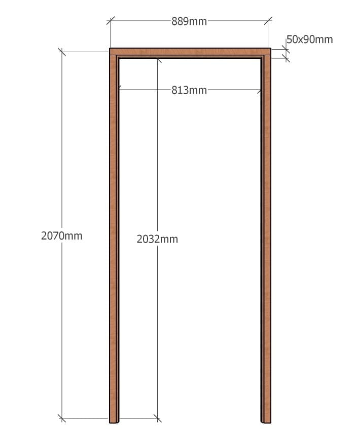 Hardwood | Single Door Frame | Profile 50 x 90 | 813 x 2032