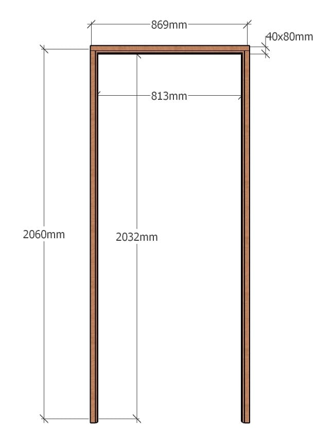 Hardwood | Single Door Frame | Profile 40 x 80 | 813 x 2032